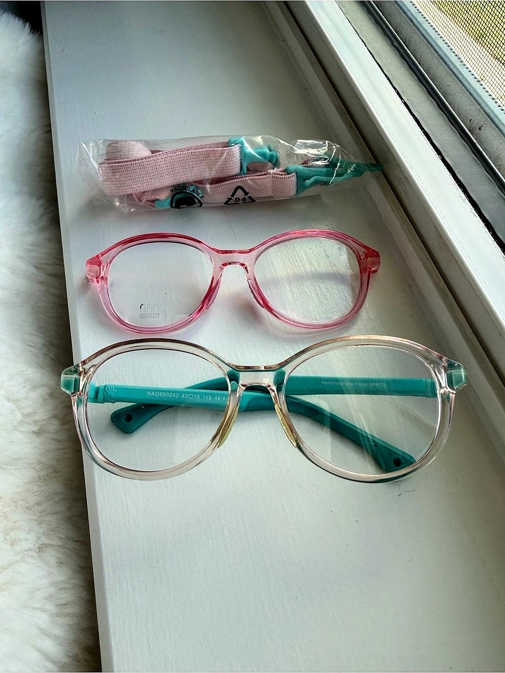 Nano Vista Frames Pink & Turquoise Glasses Like New